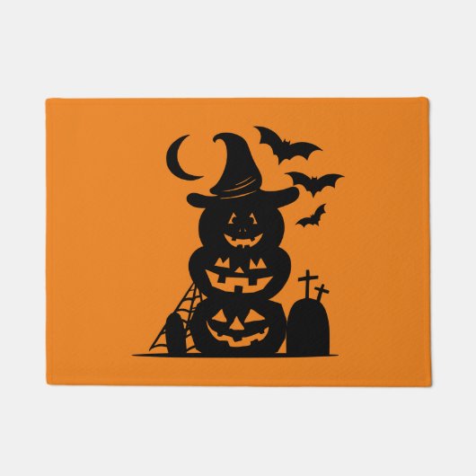 Gestapelde Pompoenen Halloween Deurmat (Voorkant)