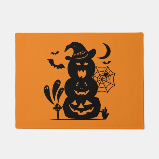 Gestapelde Pompoenen Halloween Deurmat (Voorkant)