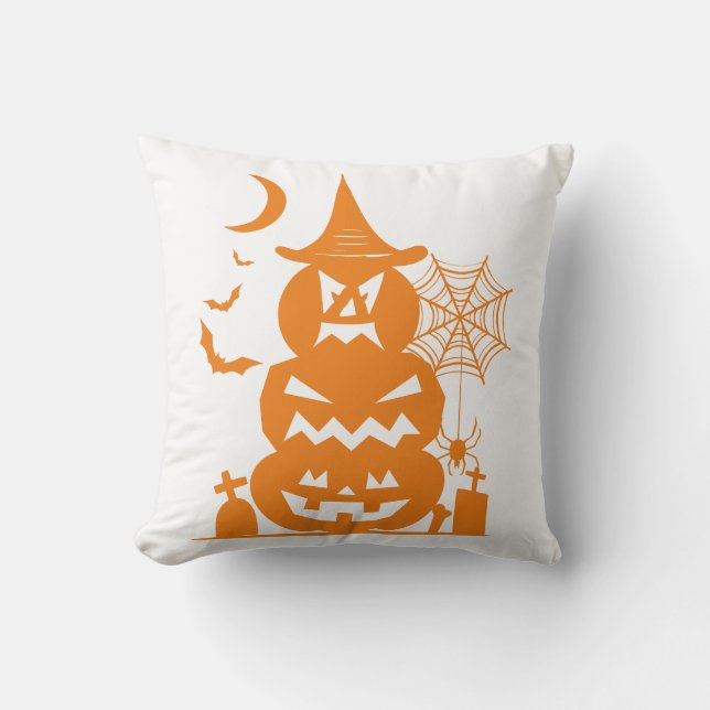 Gestapelde pompoenen Halloween Reversible Kussen (Voorkant)