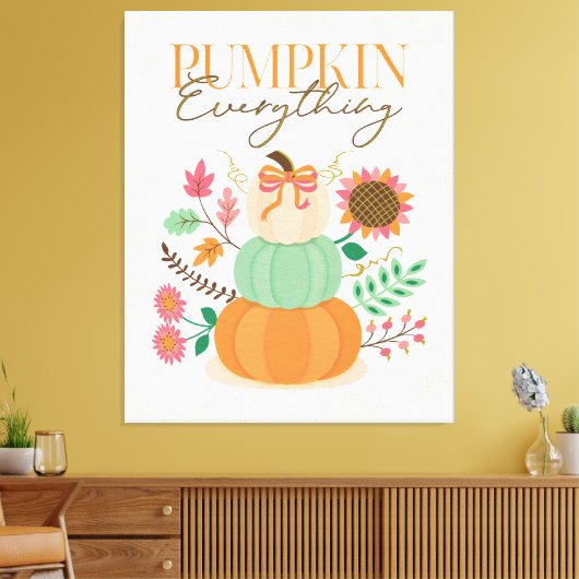 Gestapelde pompoenen herfst bladeren herfst boho b canvas afdruk (Insitu (Woonkamer))