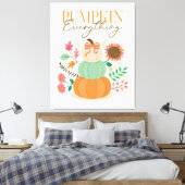 Gestapelde pompoenen herfst bladeren herfst boho b canvas afdruk (Insitu (Slaapkamer))