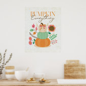 Gestapelde pompoenen herfst bladeren herfst boho b poster (Keuken)