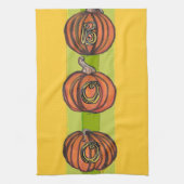 Gestapelde pompoenen keukenhanddoek BOO (Verticaal)