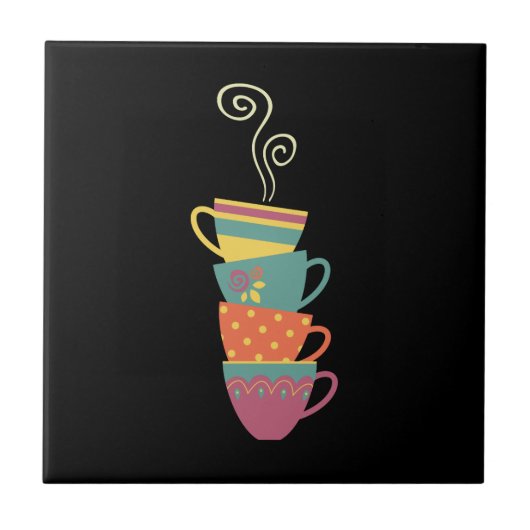 Gestapelde porseleinen, thee, koffiesteaming tegeltje (Voorkant)