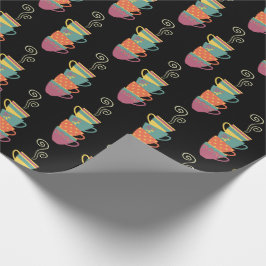 Gestapelde porseleinen, thee, koffiestoom cadeaupapier