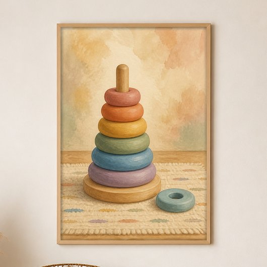 Gestapelde Regenboog Ringen Gouache Boho Kunst Pos Poster