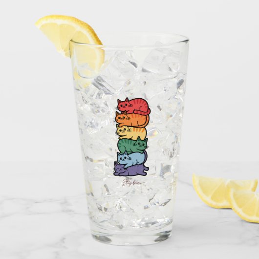 Gestapelde regenboogkatten - LGBTQ Pride Celebrati Glas (Voorkant ijs)