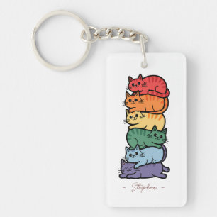 Gestapelde regenboogkatten - LGBTQ Pride Celebrati Sleutelhanger