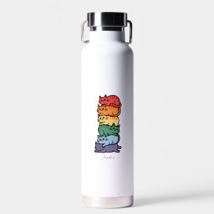 Gestapelde regenboogkatten - LGBTQ Pride Celebrati Waterfles