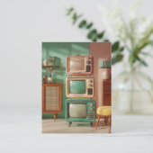 Gestapelde Retro Televisie Set Display Briefkaart (Staand voorkant)