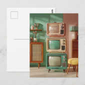 Gestapelde Retro Televisie Set Display Briefkaart (Voorkant / Achterkant)