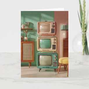 Gestapelde Retro Televisie Set Display Kaart