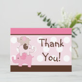 Gestapelde roze olifanten Hartelijk dank Bedankkaart (Staand voorkant)