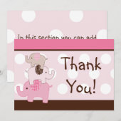 Gestapelde roze olifanten Hartelijk dank Bedankkaart (Voorkant / Achterkant)