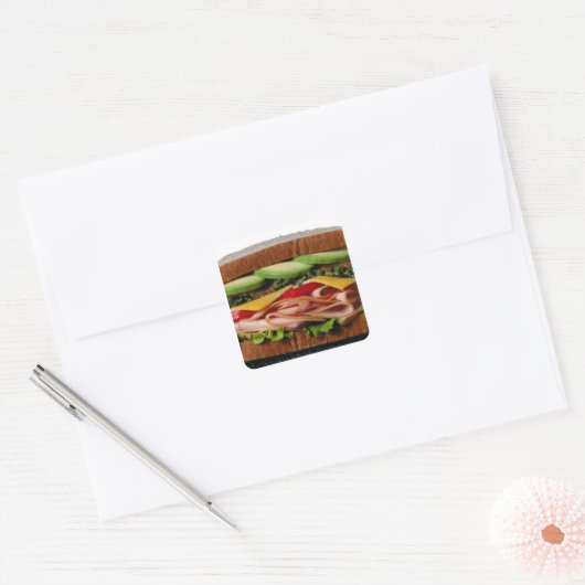 Gestapelde sandwich vierkante sticker (Envelop)