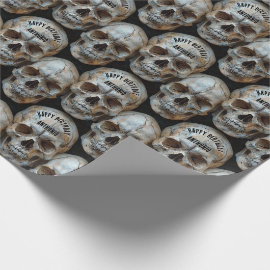 Gestapelde schedels Parijs Catacomben Gotische Hal Cadeaupapier (Hoek)