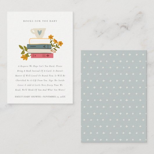 Gestapelde stripboeken voor Baby shower Informatiekaartje (Voorkant / Achterkant)