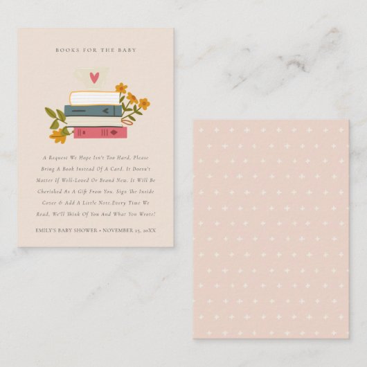 Gestapelde stripboeken voor Baby shower Informatiekaartje (Voorkant / Achterkant)