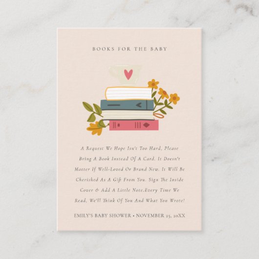 Gestapelde stripboeken voor Baby shower Informatiekaartje (Voorkant)