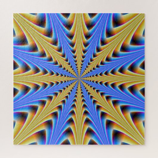 Gestapelde structuur in blauw en geel legpuzzel (Verticaal)