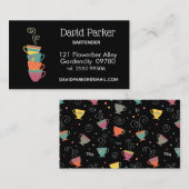 Gestapelde theebekers, koffiewinkel, chai shop visitekaartje (Voorkant / Achterkant)