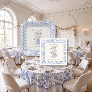 Gestapelde Theekop Vintage Chinoiserie Blauwe Brui Servet
