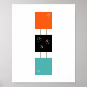 Gestapelde Vierkanten Mid Century Modern Gestyled Poster