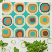 Gestapelde vierkanten midden eeuw Blauwgroen, groe Theedoek (Gevouwen)