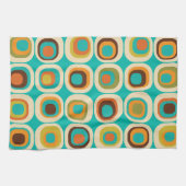 Gestapelde vierkanten midden eeuw Blauwgroen, groe Theedoek (Horizontaal)