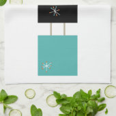 Gestapelde vierkanten Turquoise Sinaasappel zwart  Theedoek (Gevouwen)