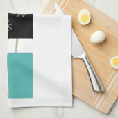 Gestapelde vierkanten Turquoise Sinaasappel zwart  Theedoek (Quarter Fold)