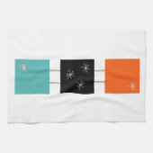 Gestapelde vierkanten Turquoise Sinaasappel zwart  Theedoek (Horizontaal)