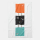 Gestapelde vierkanten Turquoise Sinaasappel zwart  Theedoek (Verticaal)