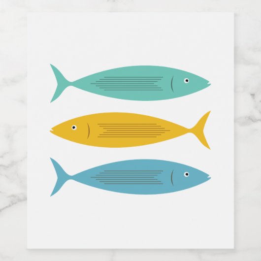 Gestapelde vis wijn etiket (Enkel label)