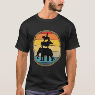 gestapelde wilde dieren Retro Sunset Sun Colo T-shirt