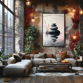 Gestapelde Zen Stones en Gentle Stream Art Poster