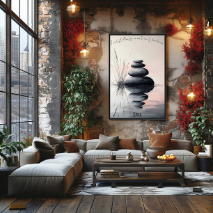 Gestapelde Zen Stones en Gentle Stream Art Poster