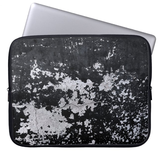 Gestapelde zwarte verf laptop sleeve (Voorkant)