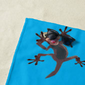 Gestartte grappige Gecko Lizard Blue Custom Name Strandlaken (In situ)