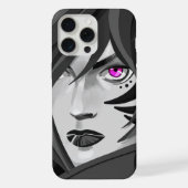 Gestatoeeerde krijger, zwart-wit portret iPhone hoesje (Achterkant)