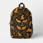 Gestegelde gouden kat patroon bedrukte rugzak (Voorkant)