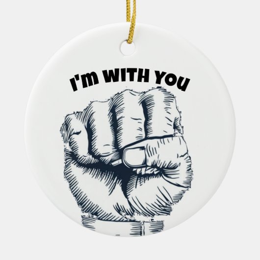 Gestegen gebalde vuist keramisch ornament (Voorkant)