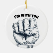 Gestegen gebalde vuist keramisch ornament (Achterkant)