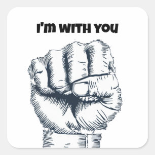 Gestegen gebalde vuist vierkante sticker