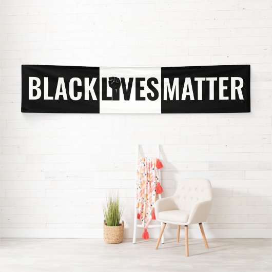 Gestegen vuist zwart en wit zwart leven materie spandoek (Insitu)