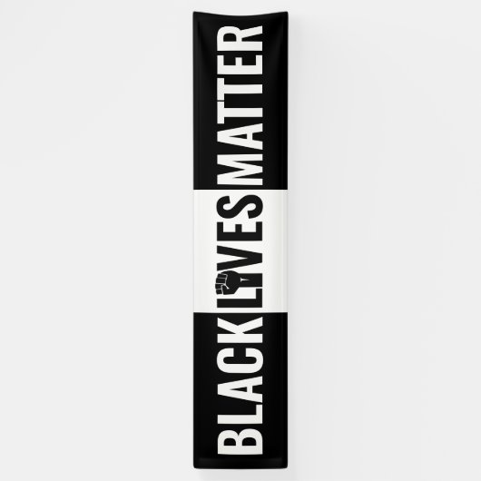 Gestegen vuist zwart en wit zwart leven materie spandoek (Verticaal)