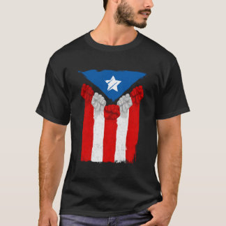 Gestegen vuisten voor Puerto Rico Boricua vlag Pue T-shirt