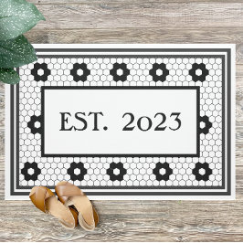 Gesteld 2023 Zwart witteprofiel - Aangepast ontwer Deurmat