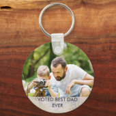Gestemd Beste Papa Ooit Aangepaste Vaderdag Foto Sleutelhanger (Voorkant)