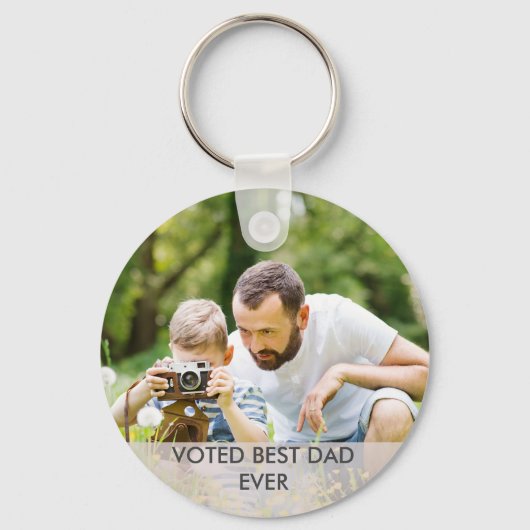 Gestemde foto van beste vader op Aangepaste vaderd Sleutelhanger (Voorkant)